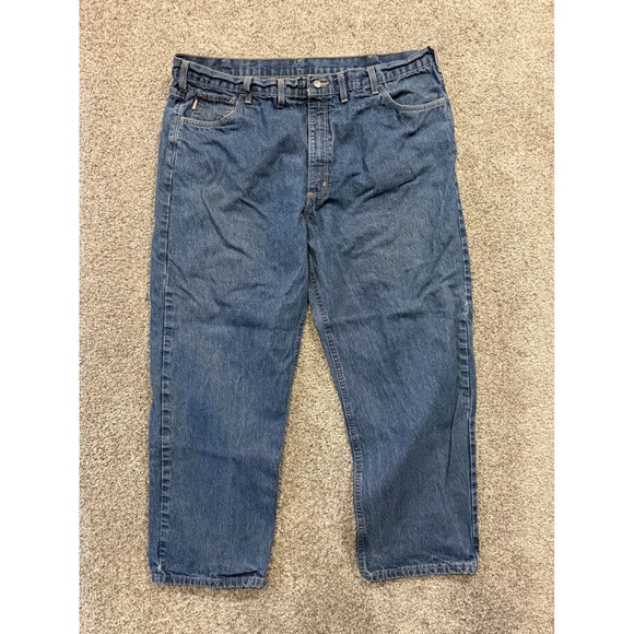 Carhartt FR Flame Resistant Relaxed Fit Jeans Mens 44x30 Blue Denim Work Pants - Picture 1 of 9